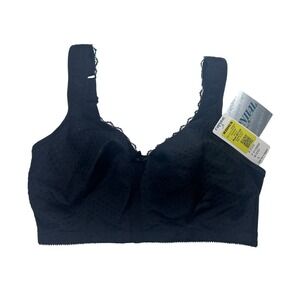 Carnival Black‎ Jacquard Full Support Bra 34DDD Wirefree Comfort Lace Trim NEW